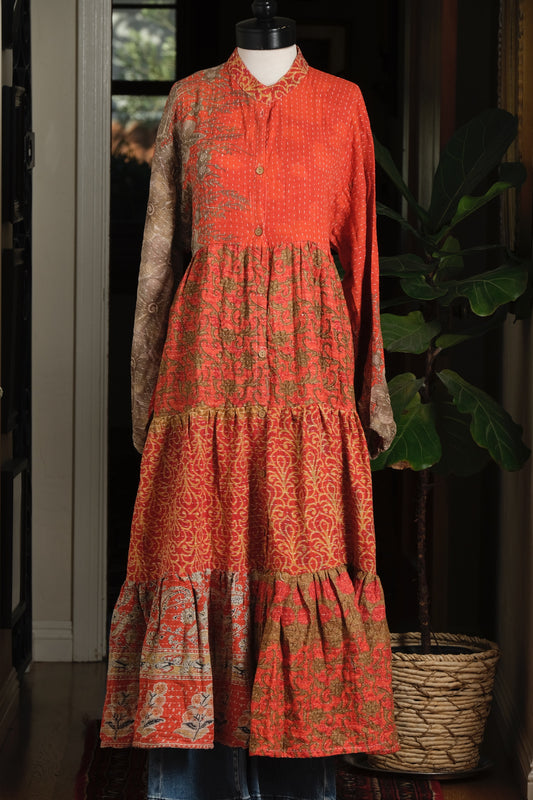 Majestic Duster Dress in Orange Garden