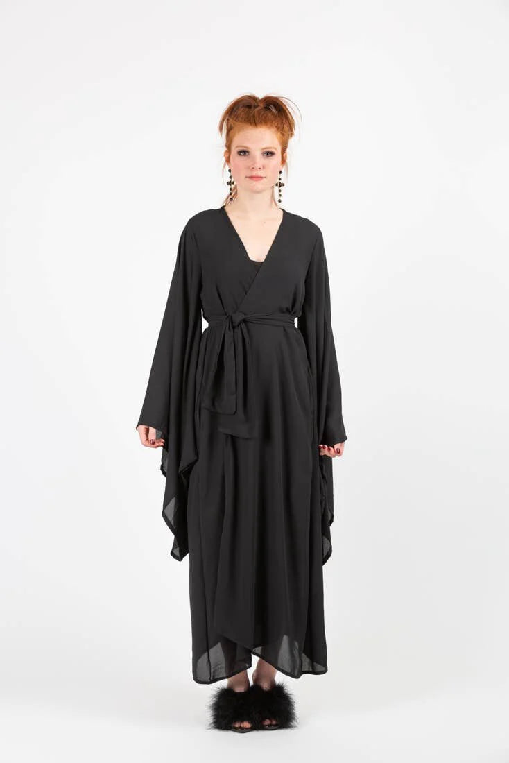 Black Solid Kimono by Jennafer Grace