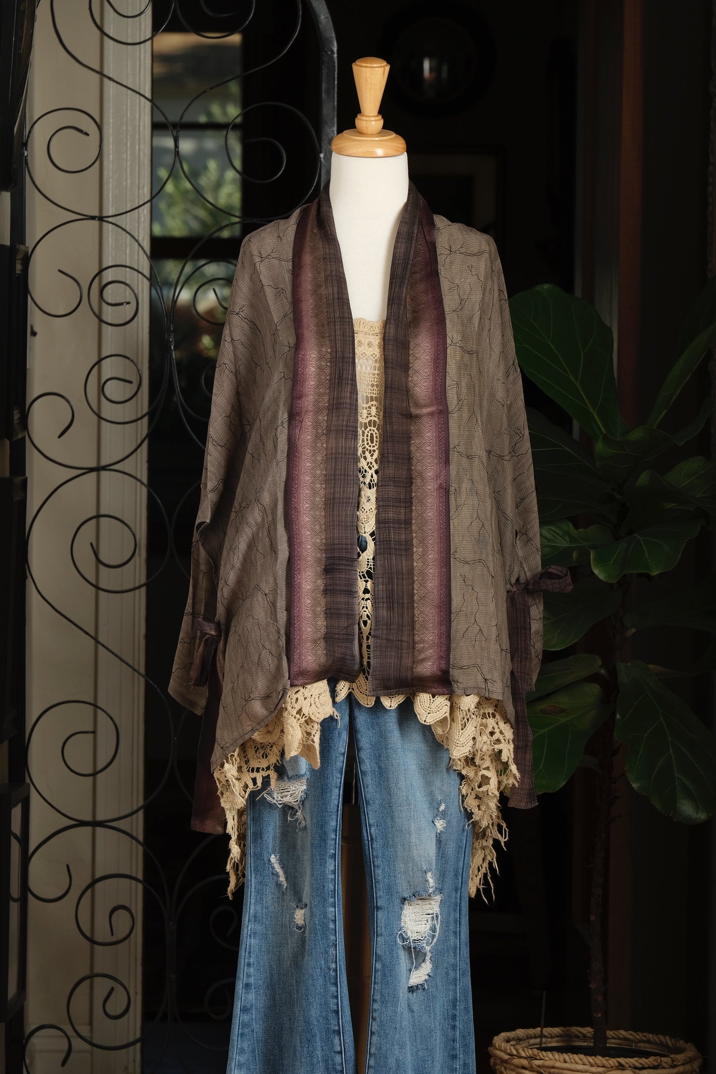 Tie Top in Plum Olive Ombré