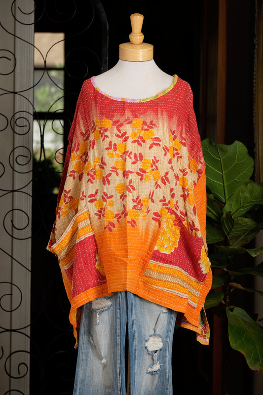 Kantha Pullover in Ombré Golden Rose