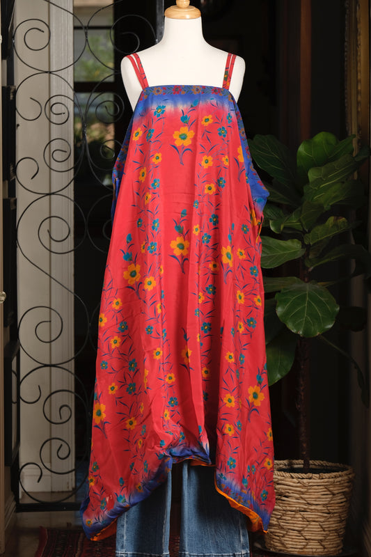 Shine Maxi Dress in Bright Red Garden