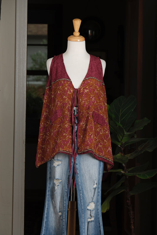 Silky Vest in Golden Raspberry