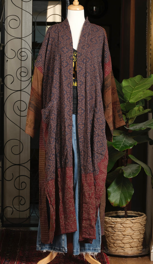 Silk Sleeve Duster in Spice Charm