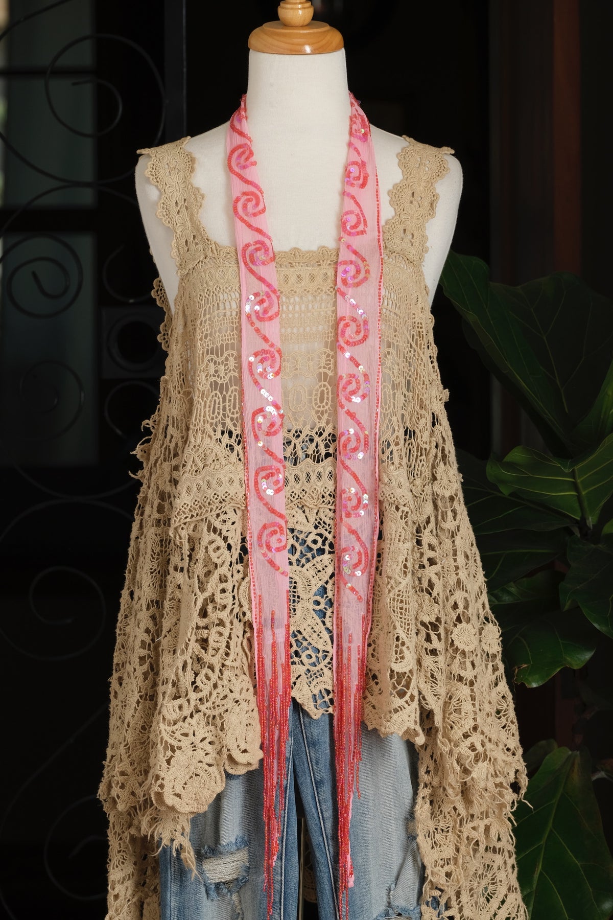 Sequin Scarf in Rosy
