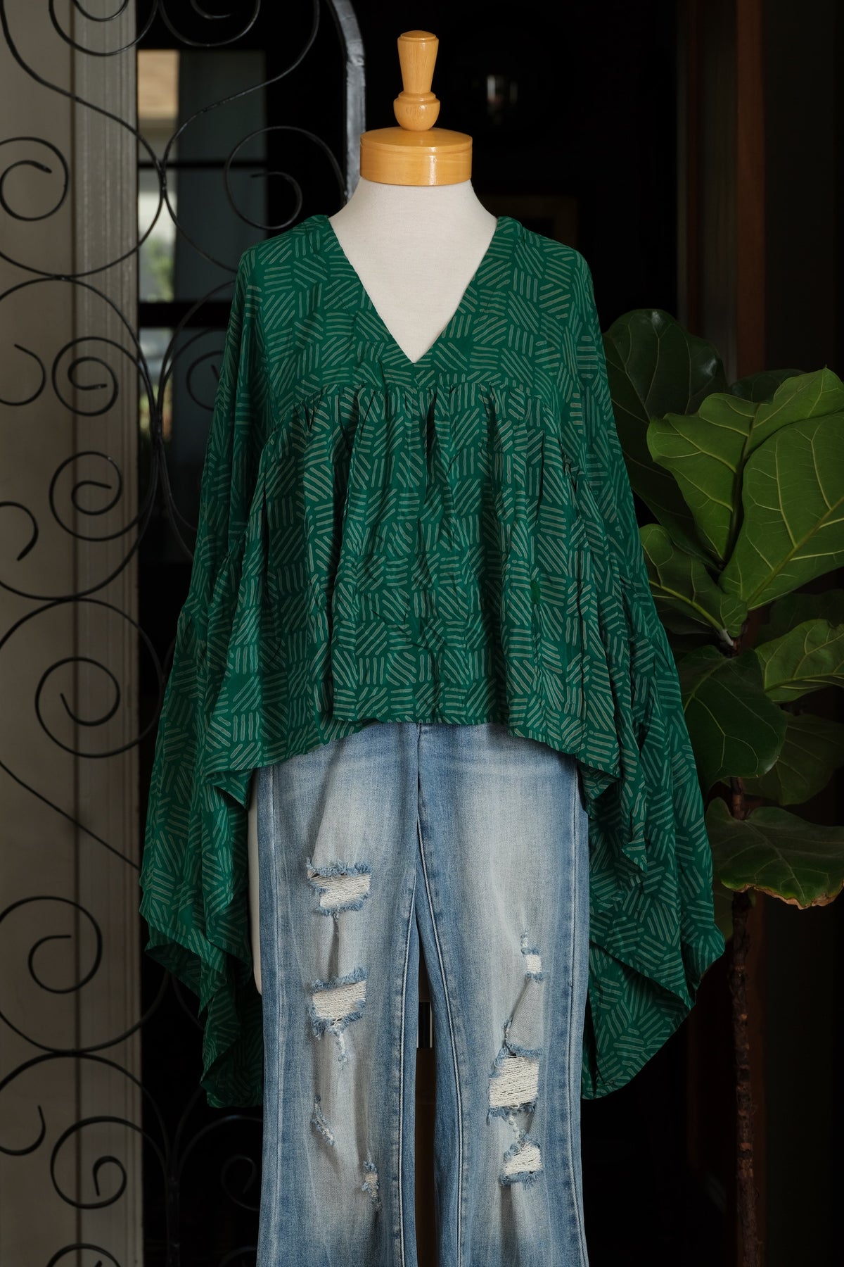 Gold Dust Crop Top in Tribal Teal