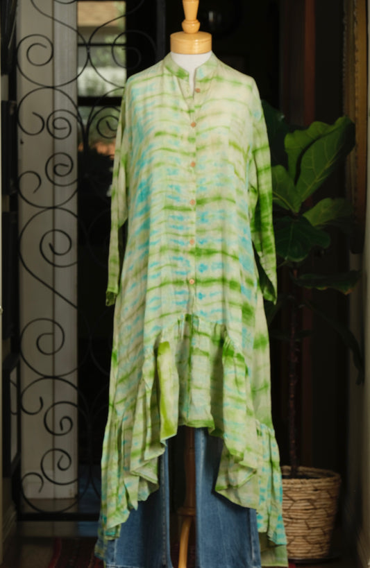 Lotus Duster Dress in Spring Green