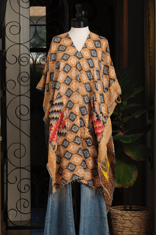 Kantha Split Tunic in Mystic Mustard