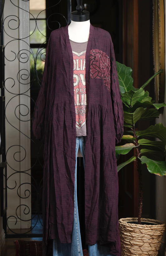 Evermore Duster in Deep Patched Plum