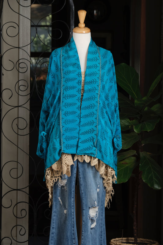 Tie Top in Turquoise Forest