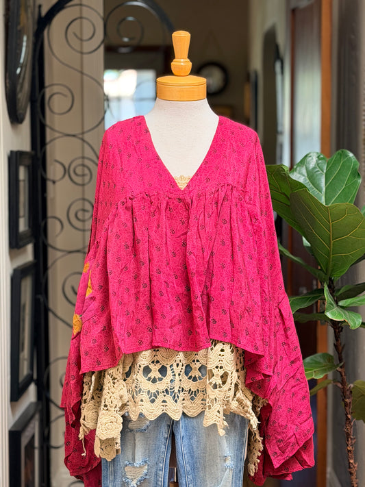 Gold Dust Crop Top in Valle Rojo Long Sleeve