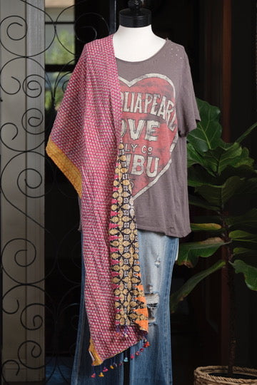 Kantha Scarf in Mini Red Floral