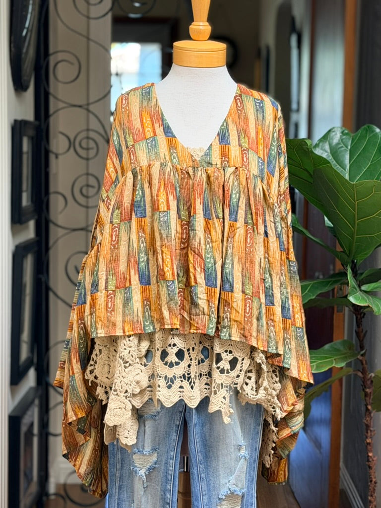 Gold Dust Crop Top in Carmens Watercolor Long Sleeve