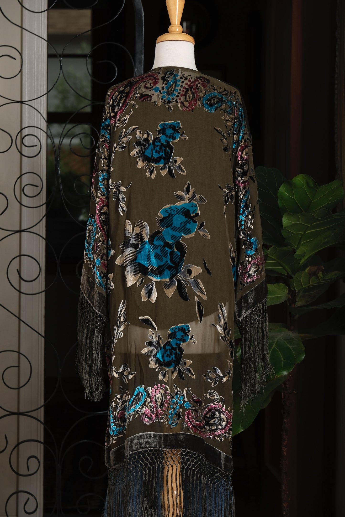 Burnout Velvet in Blue Flower