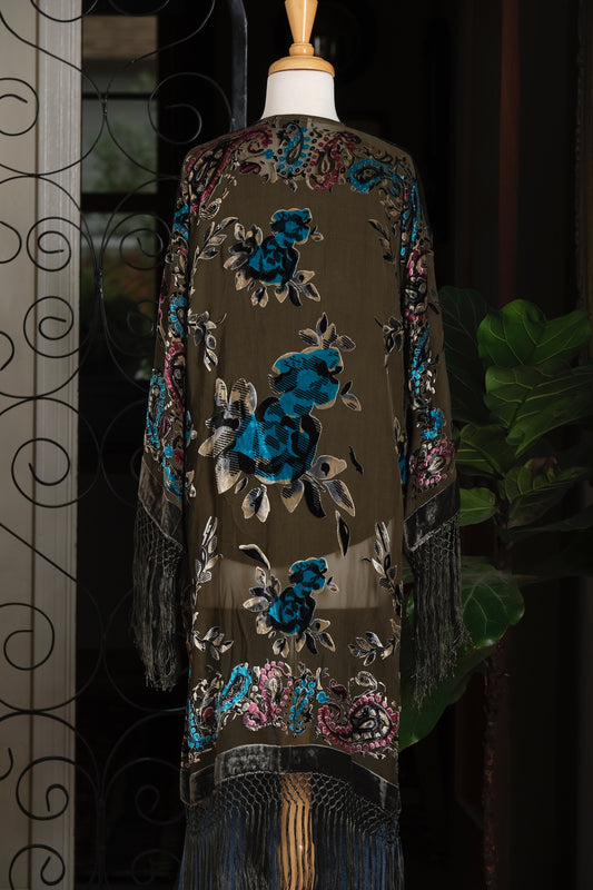 Burnout Velvet in Blue Flower