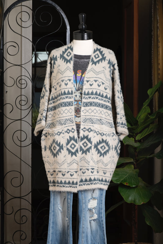 Cozy Cardigan in Tribal Pine