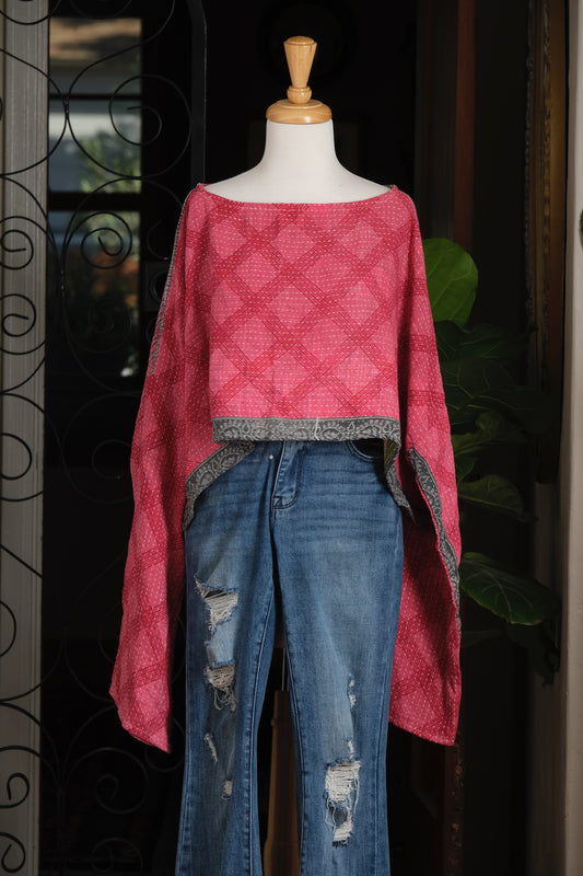 Crop Top in Hot Pink Plaid