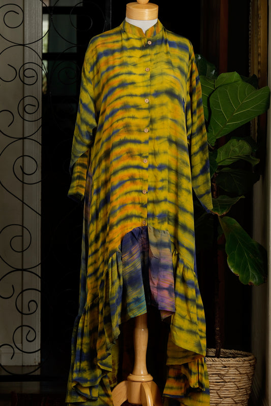 Lotus Duster Dress in Chartreuse River