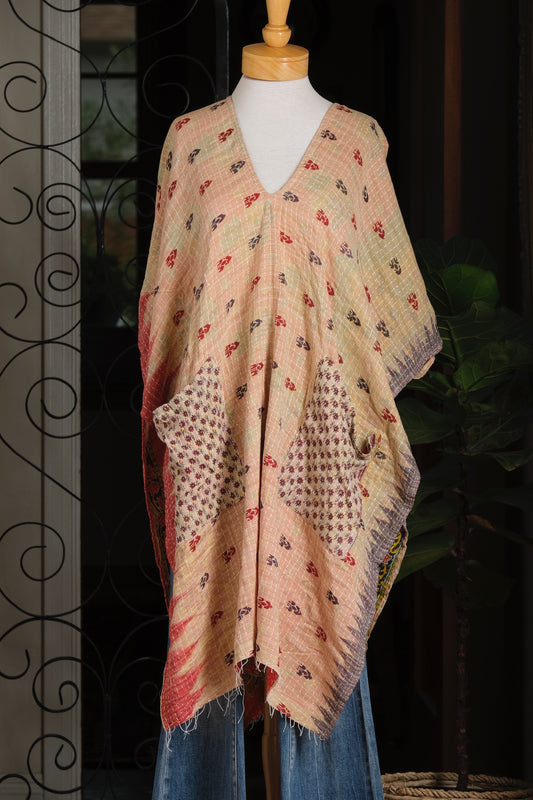 Kantha Split Tunic in Rocket