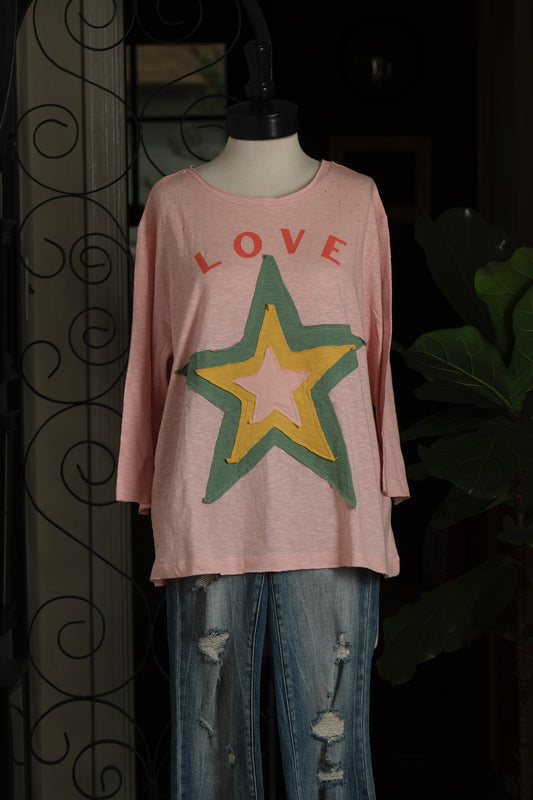 Love Star T Shirt in Pink
