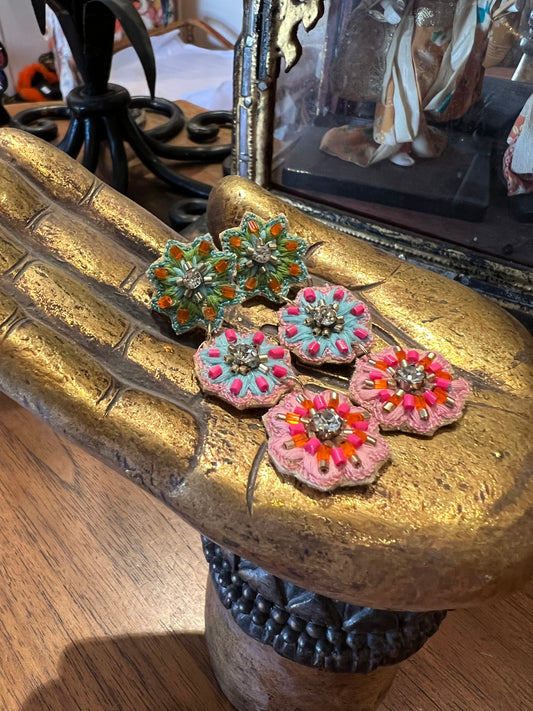 Folklore Flower Earring Turquoise Center