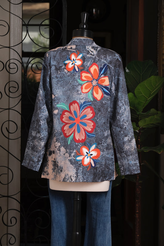 Digital Denim Flower Blazer