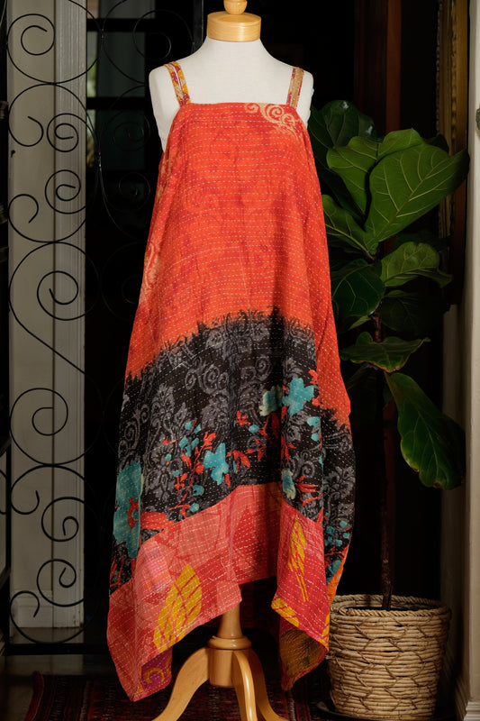 Kantha Maxi Dress in Volcanic Bloom