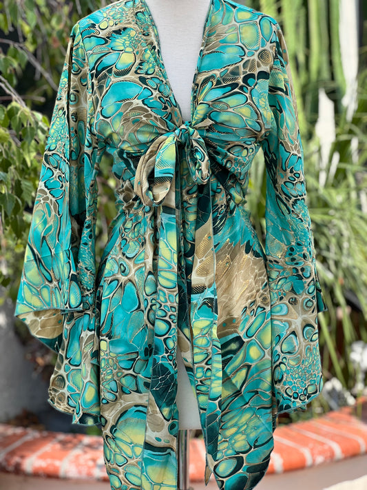 Angel Tie Top in Turquoise Lava