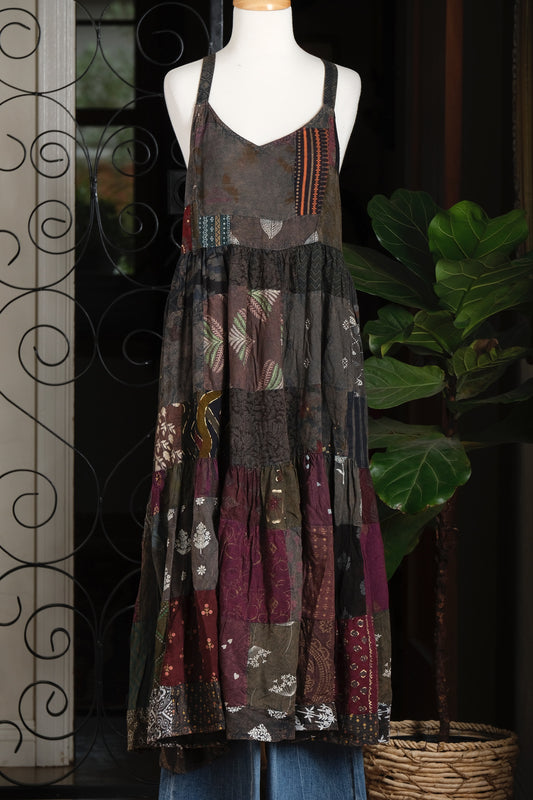 Patchwork Dress in Currant