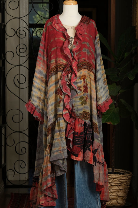 Ruffle Duster in Blue Garden