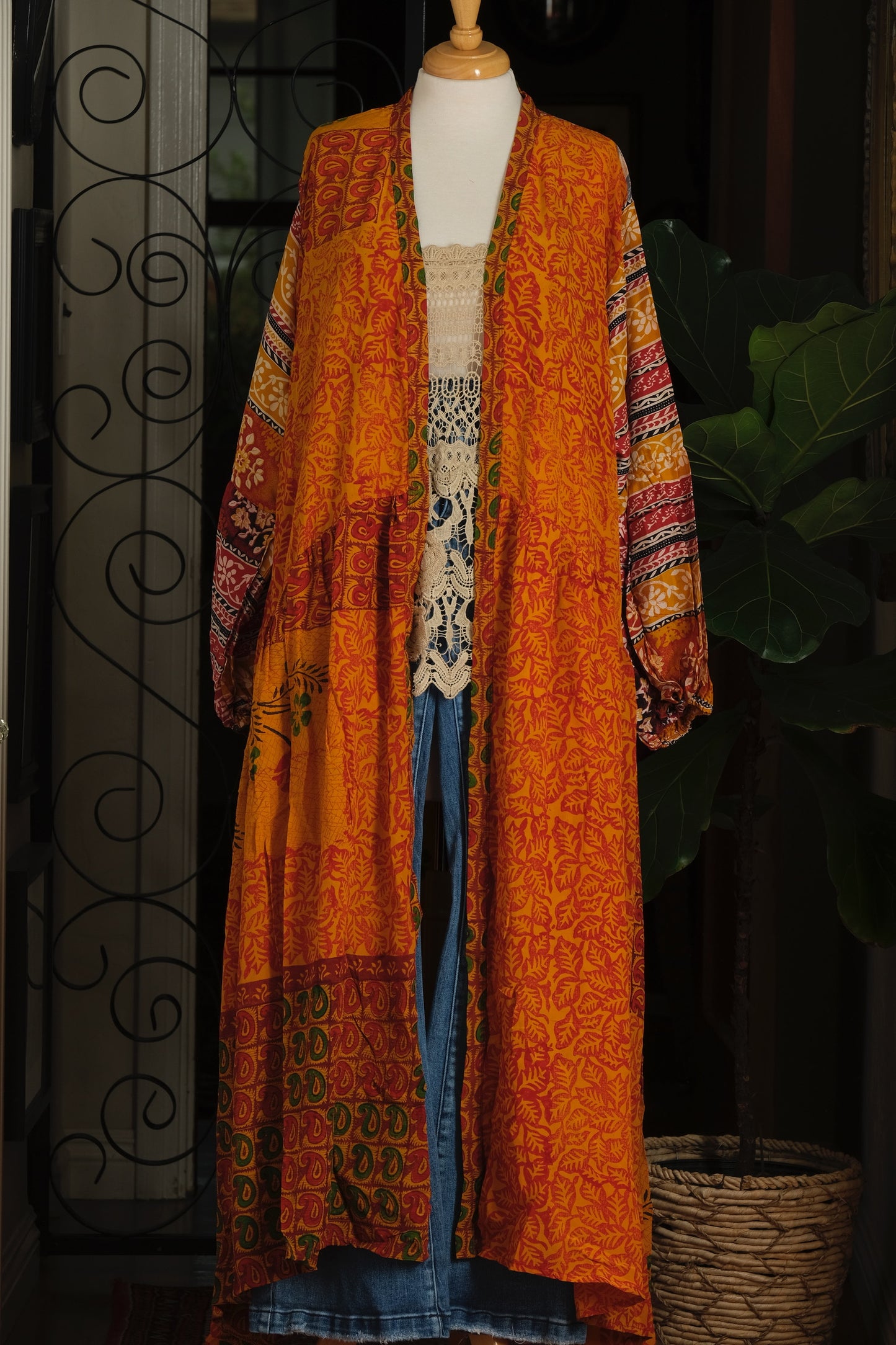 Evermore Duster in Orange Botanical
