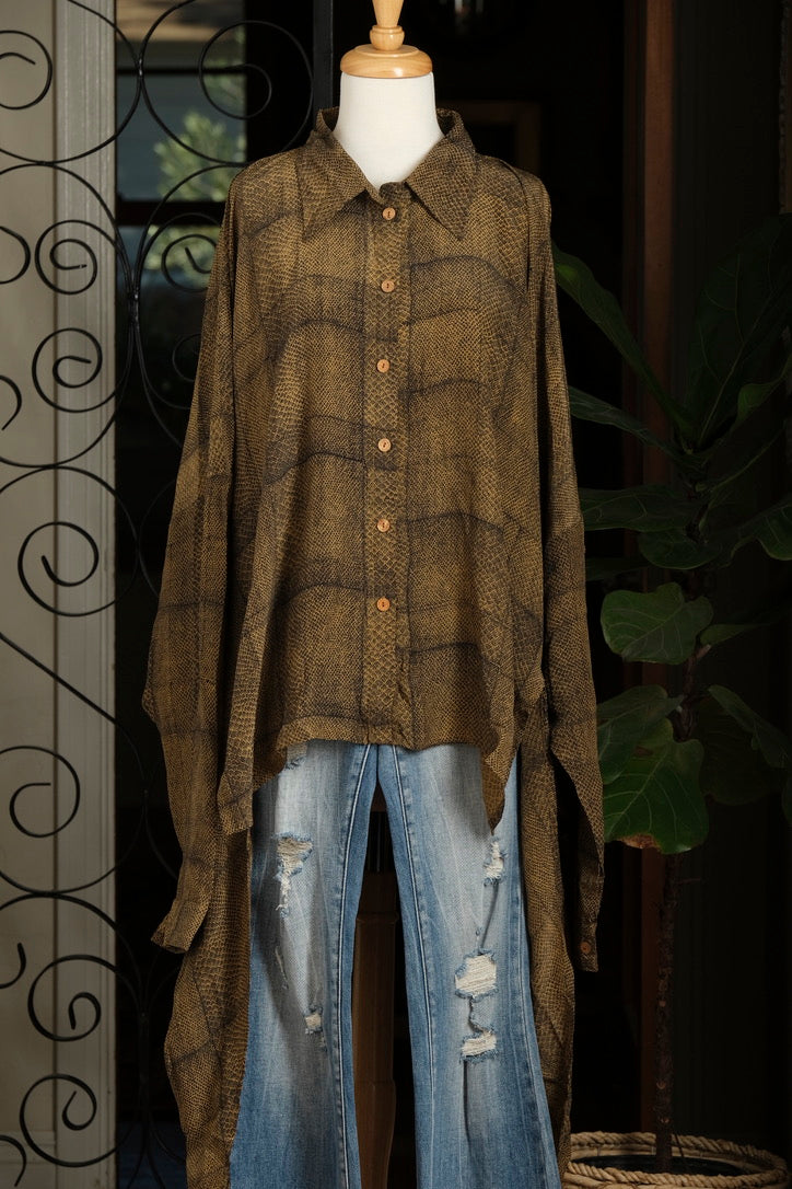 Button Down in Golden Reptile
