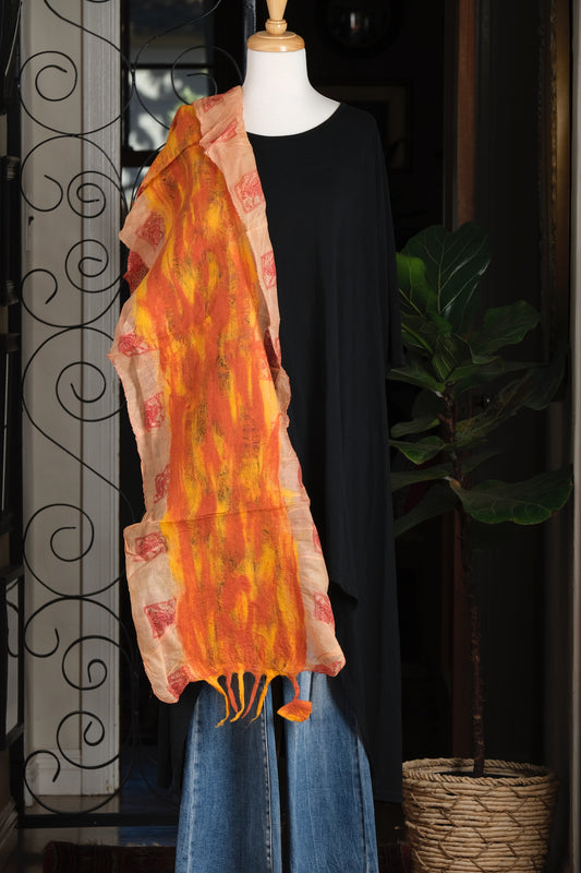 Lotus Scarf in Orange Flame