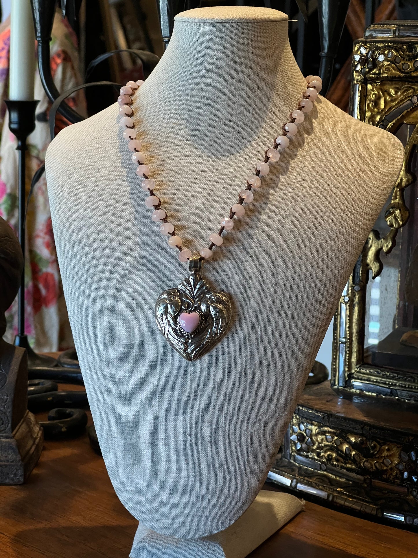 Petite Double Bird on Pink Jade 1499