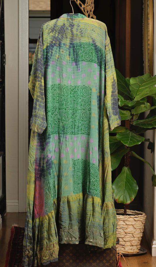 Lotus Duster Dress in Green Goddess