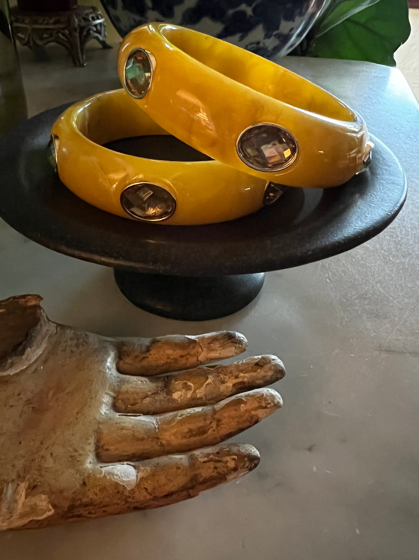 Chloe Bangle Bracelet in bejeweled yellow Resin