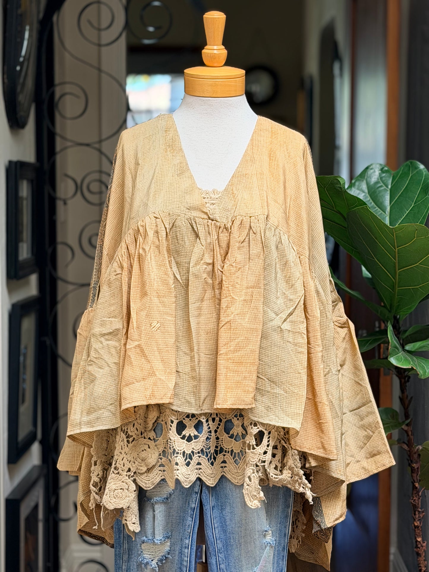 Gold Dust Crop Top in Golden Ombre Long Sleeve