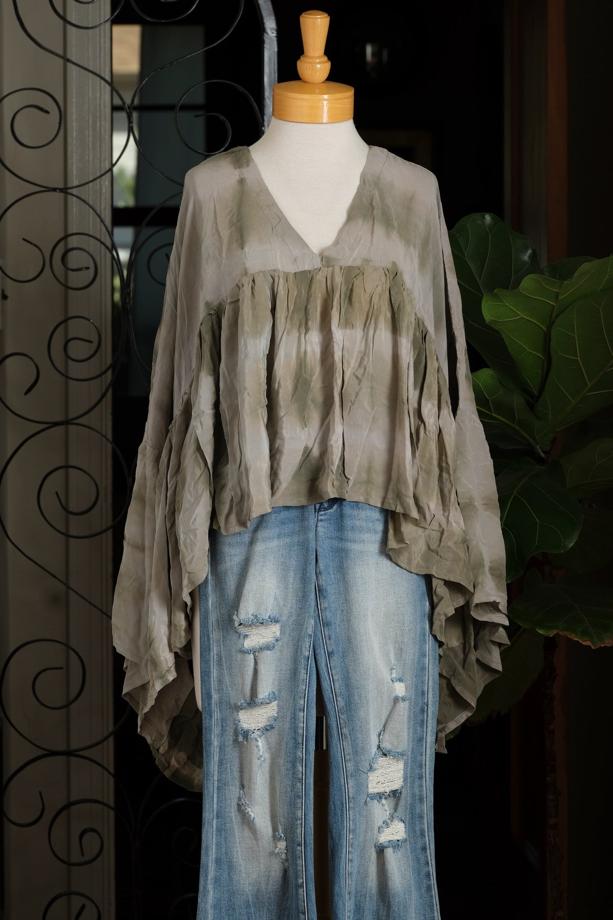 Gold Dust Crop Top in Jade Smoke