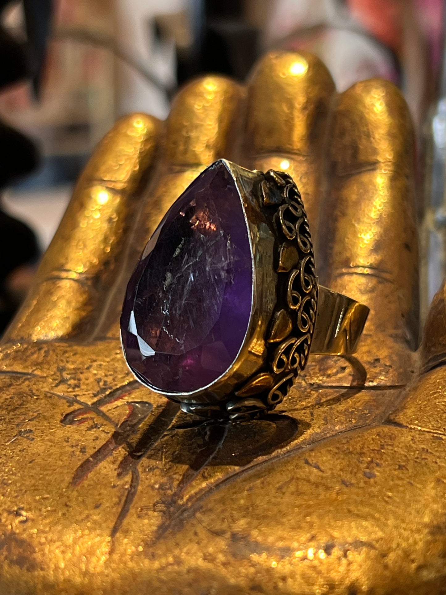 Amethyst Teardrop Ring