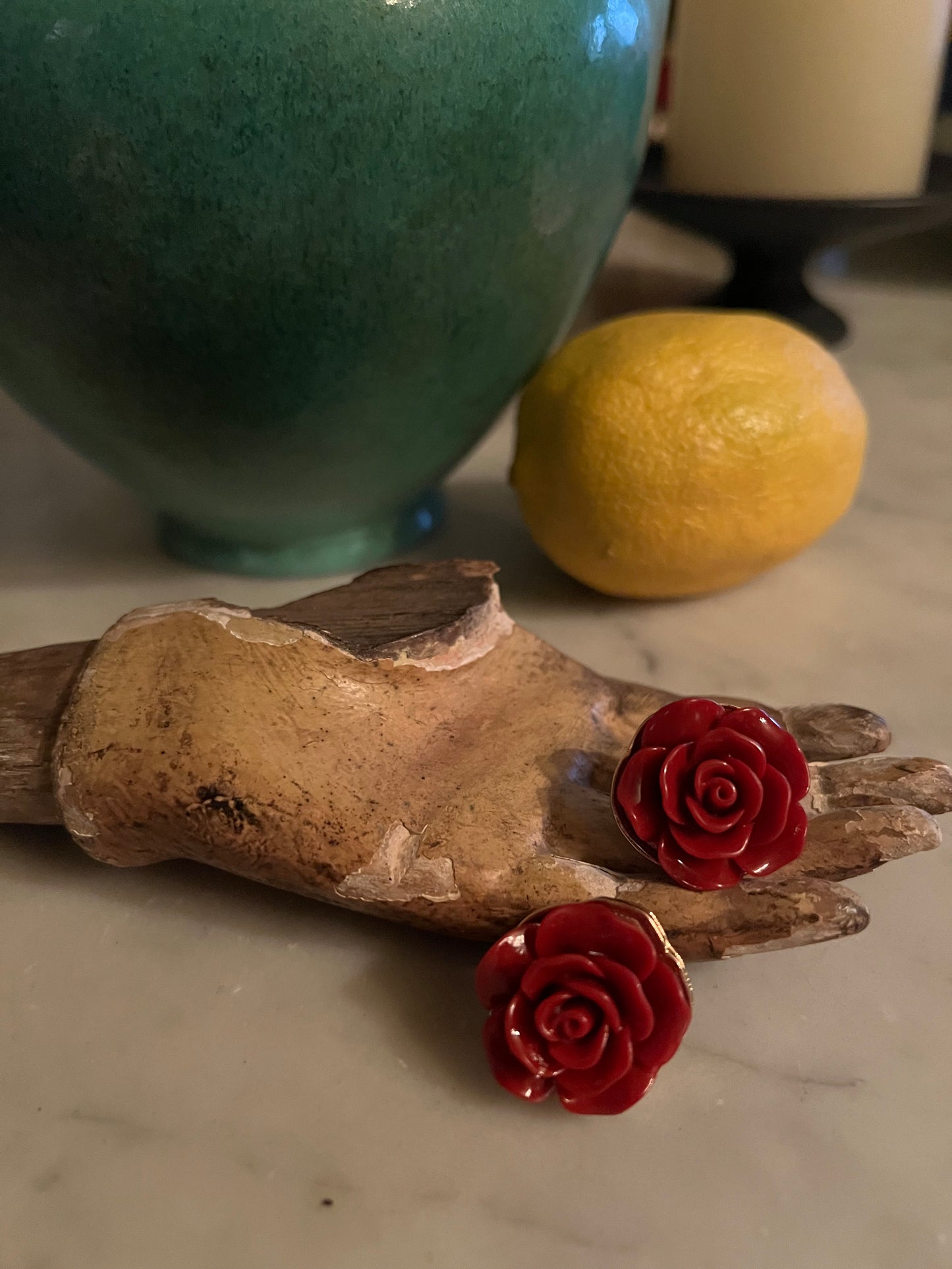 Red Rose Earrings