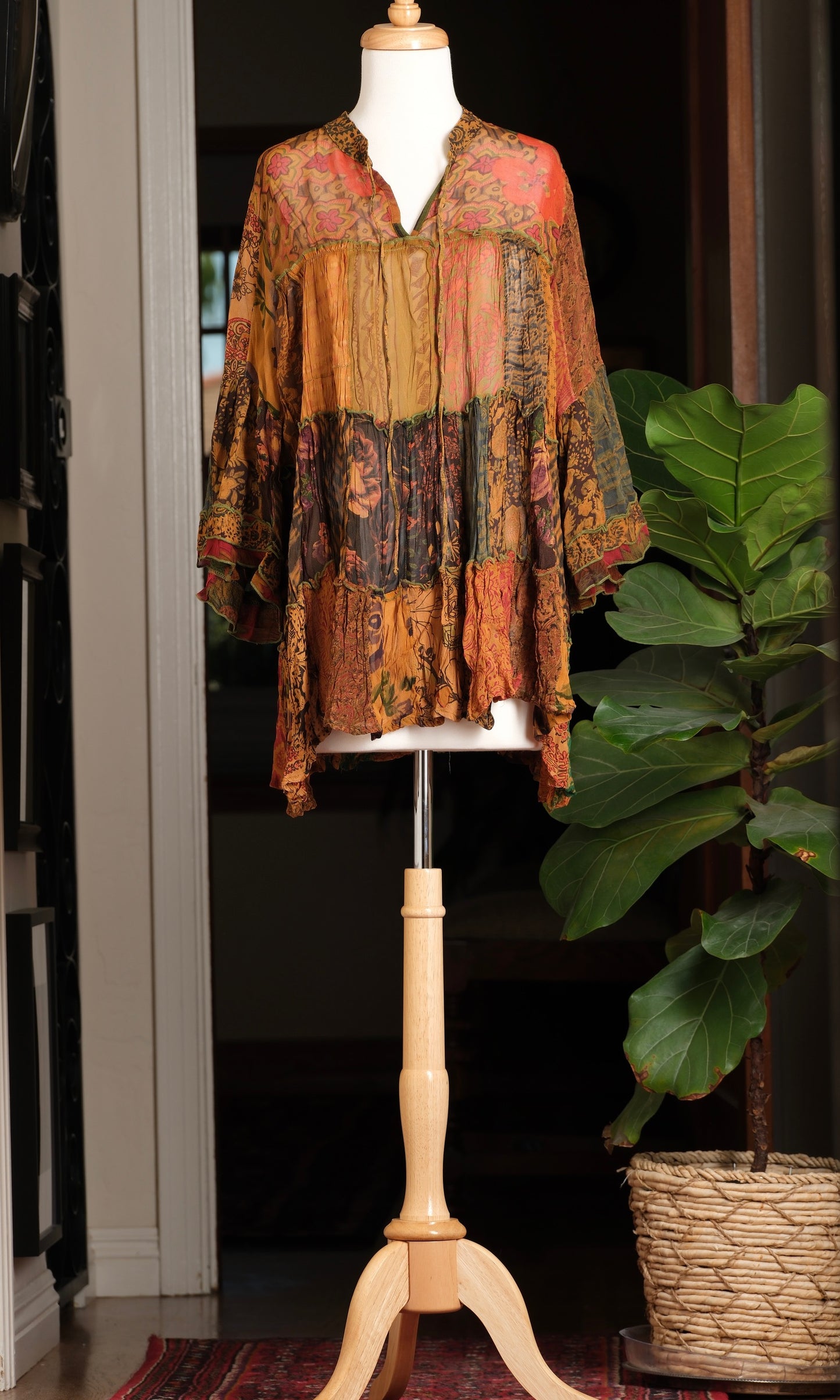 Rustic Bloom Peasant Top in Amber