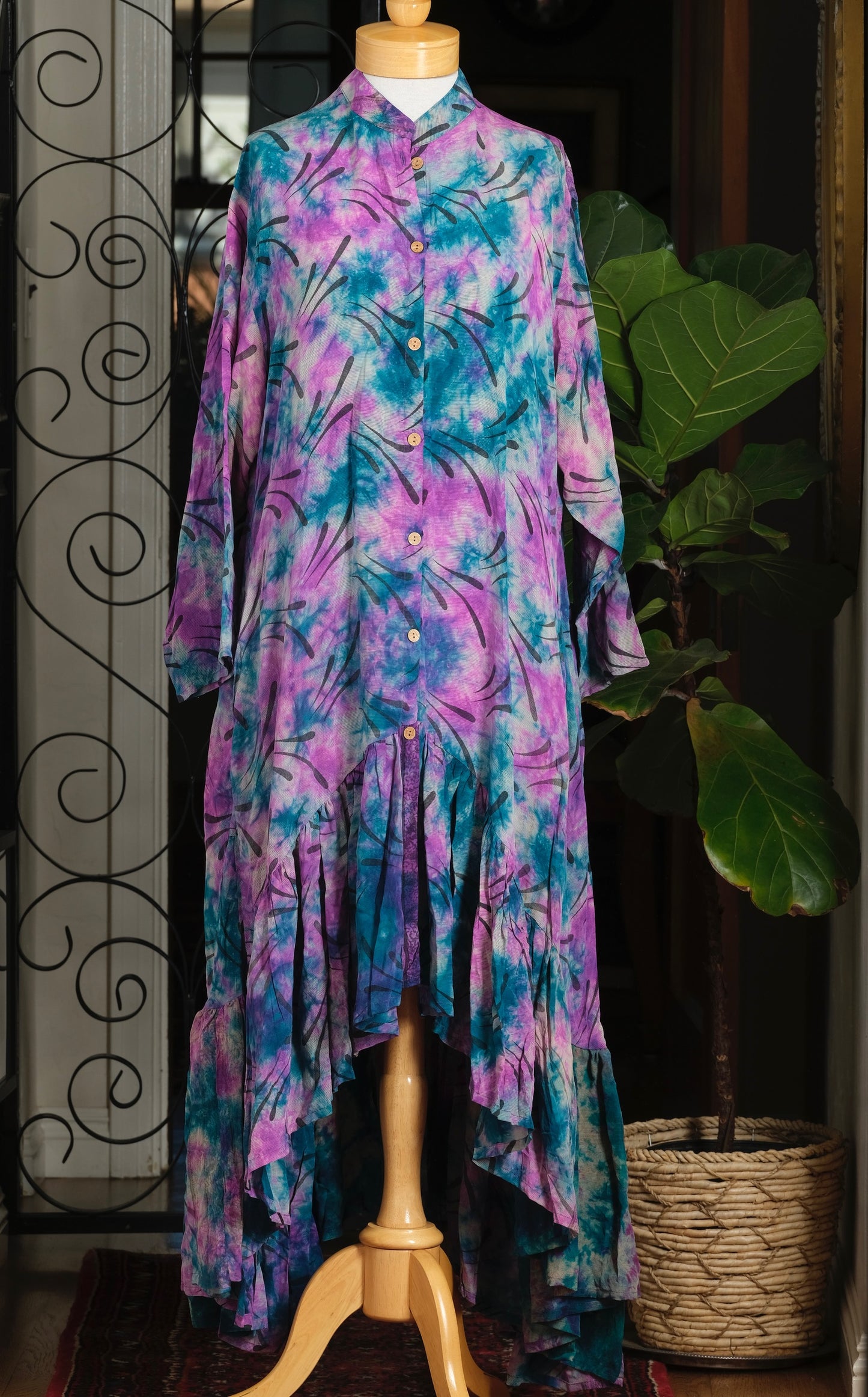 Lotus Duster Dress in Fuchsia Fireworks