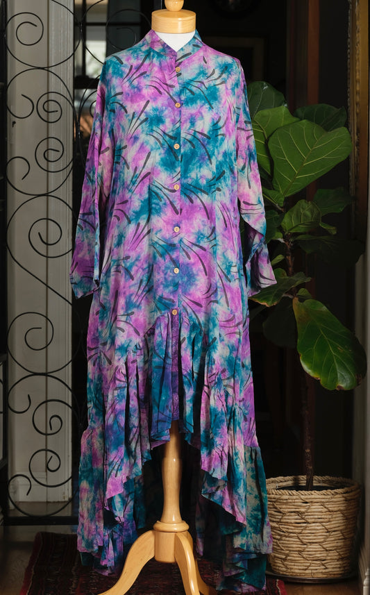 Lotus Duster Dress in Fuchsia Fireworks