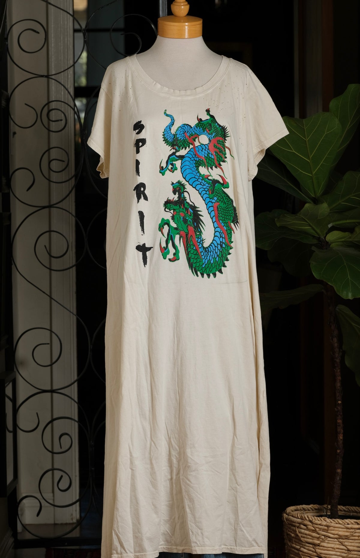 T Shirt Dress in Blue Spirit Dragon