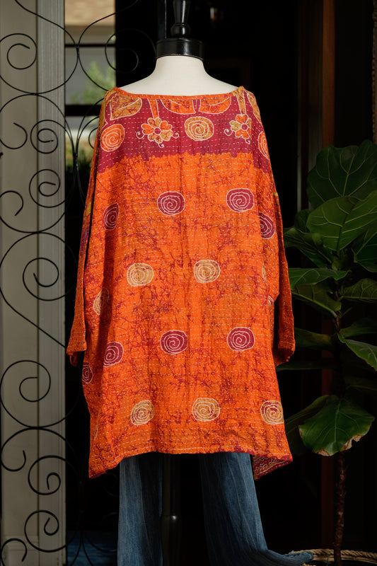 Kantha Pullover in Wild Orange