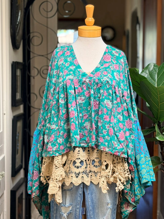 Gold Dust Crop Top in Jade Rose