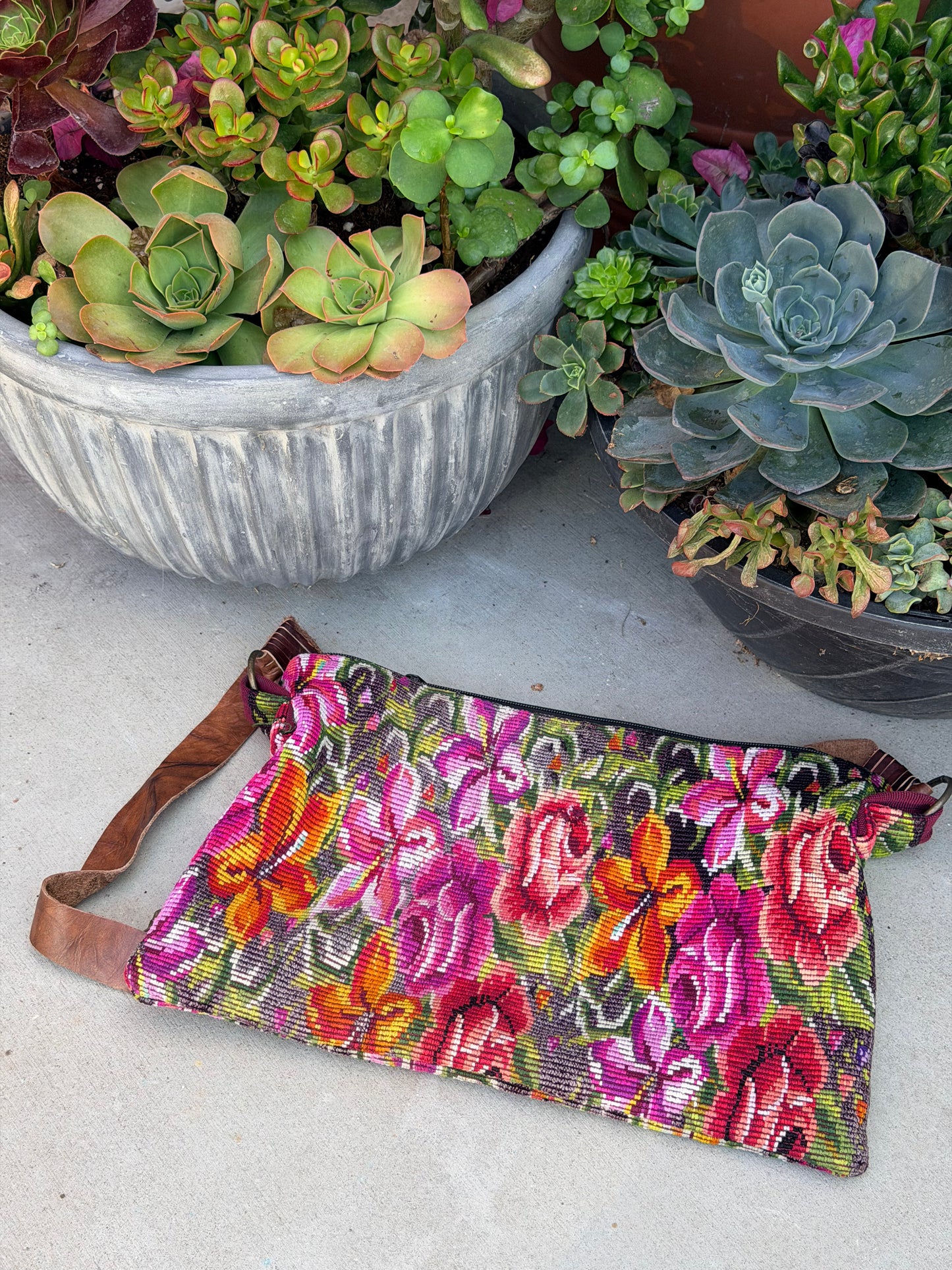 Needlepoint Crossbody in Field of Flowers