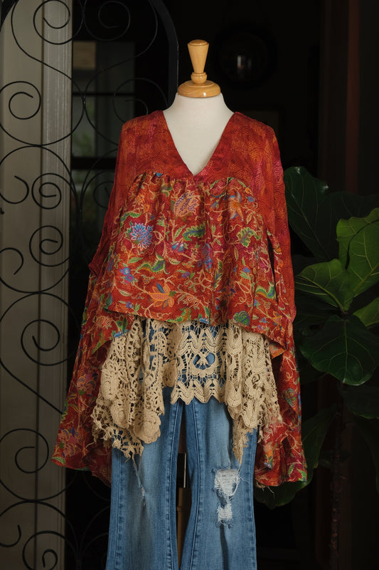 Gold Dust Crop Top in Rusted Garden