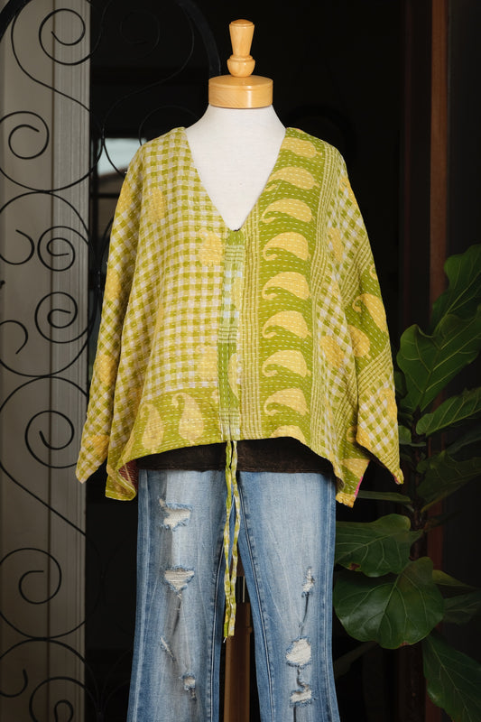 Butterfly Top in Lime Check