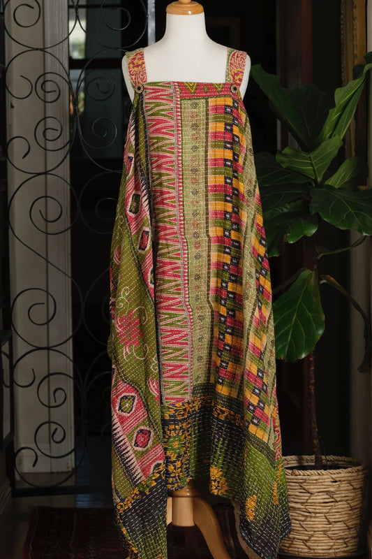 Button Kantha Maxi Dress in Board Game – Chateau Bel Age Boutique