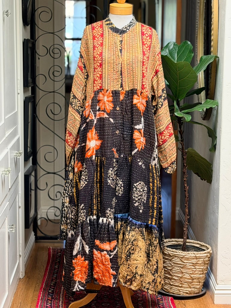Kantha Majestic Duster Dress in October Flower